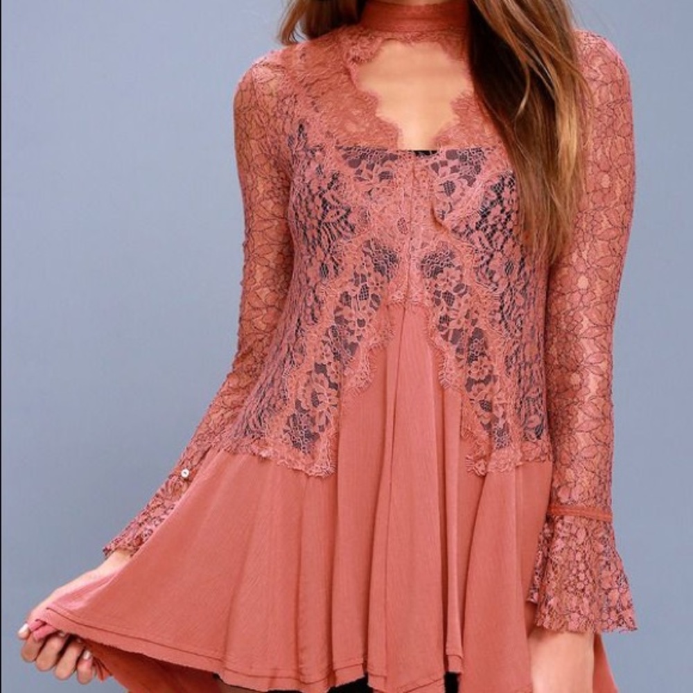 Free People Lace Blouse/Mini Dress